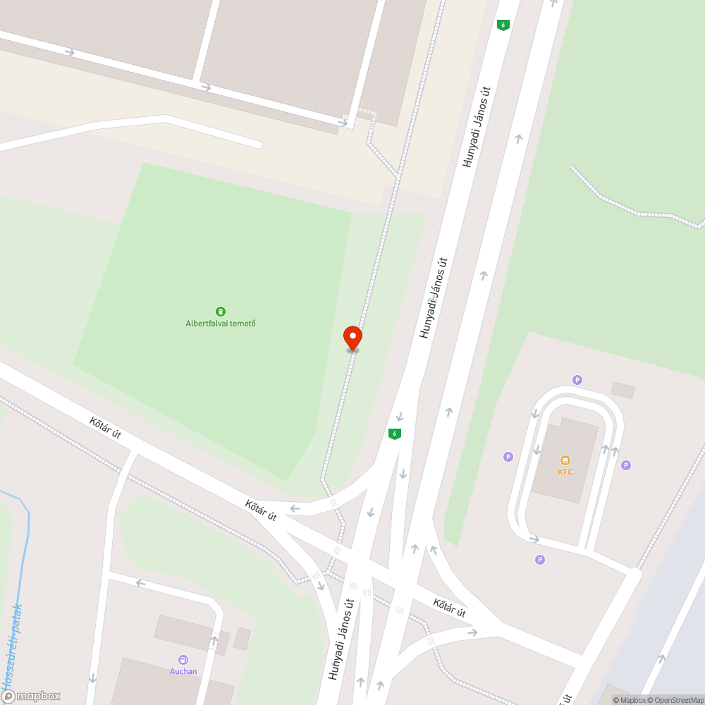 Albertfalvai temető járda víz bejelentés helye