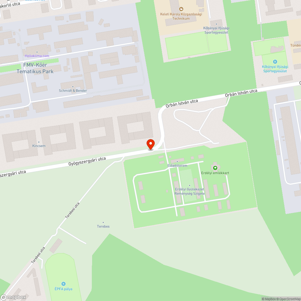 Gyógyszergyári utca "kiegyenesítése" bejelentés helye