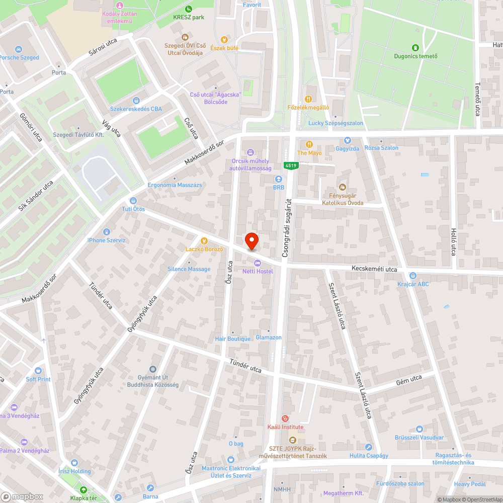 Kátyú a Nádas utcában bejelentés helye