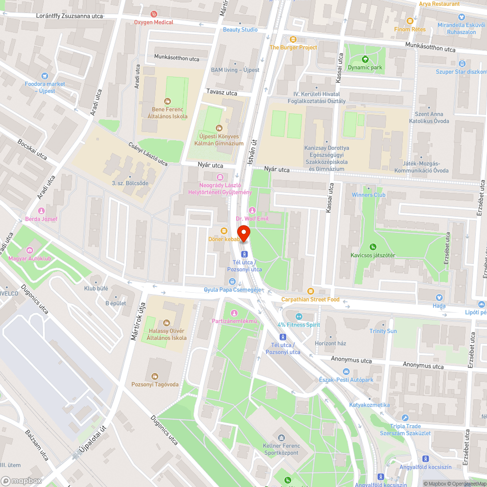 Villamoslassító lámpaprogram Újpesten bejelentés helye