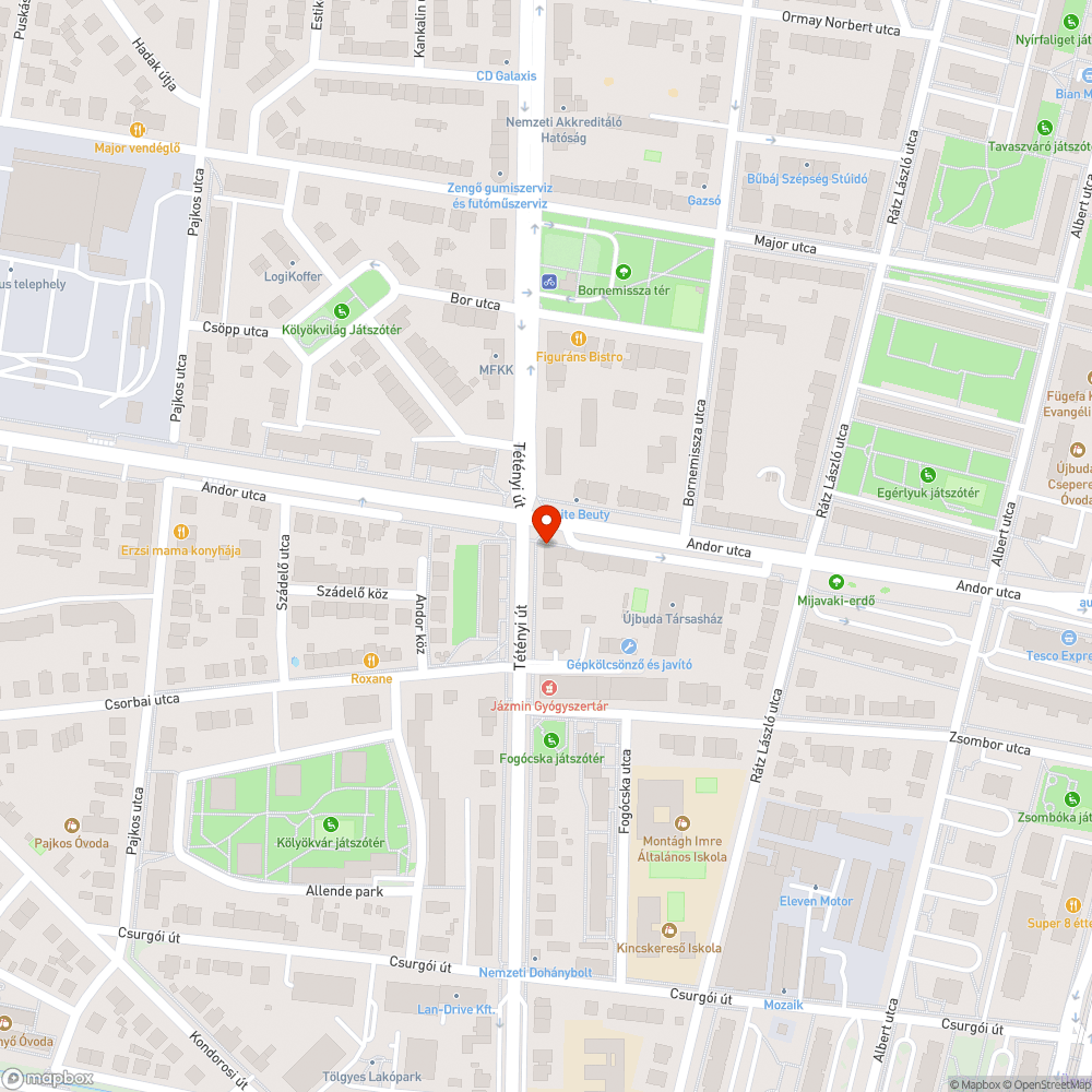 Problémás Tétényi/Andor utca kereszteződés bejelentés helye