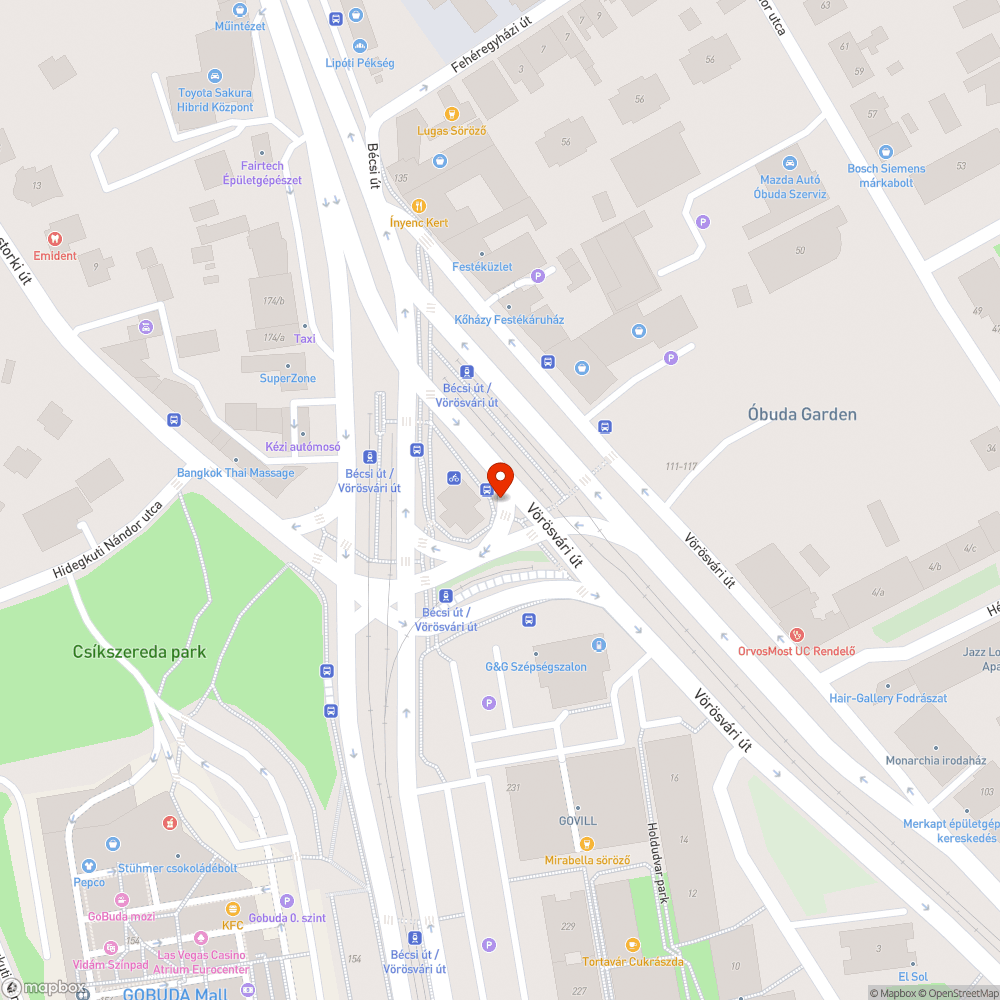 Bécsi út - Vörösvári út járda és útszegély bejelentés helye