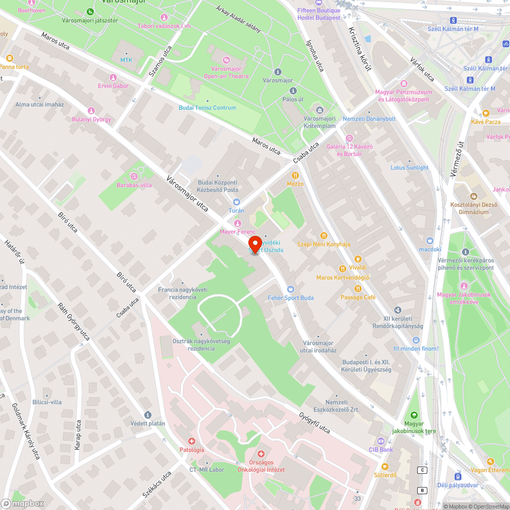 Járdaszűkület a Városmajor utcában bejelentés helye