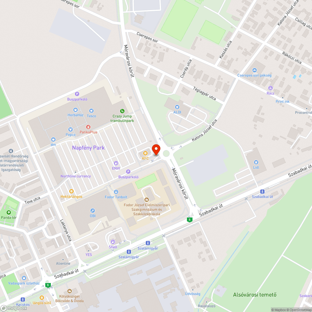 Kb 9 db lámpa nem világít - Móravárosi Bevásárlóközpont, KFC gyorsétterem melletti úton bejelentés helye