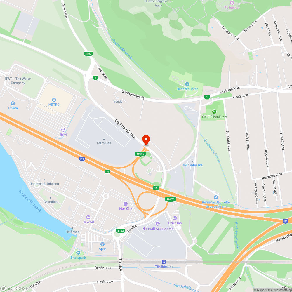 8102-re rákanyarodás M1-ről bejelentés helye