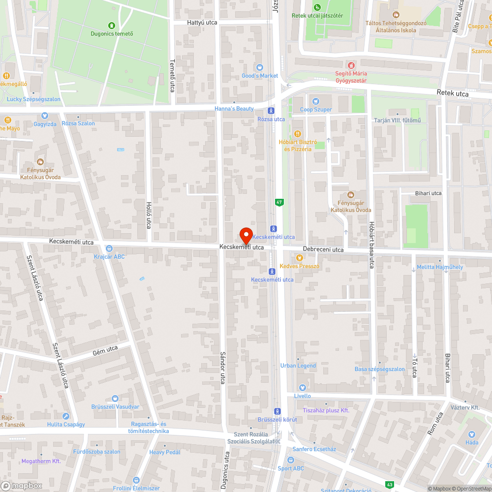 Kivágott fa - Kecskeméti utca 4/b. bejelentés helye