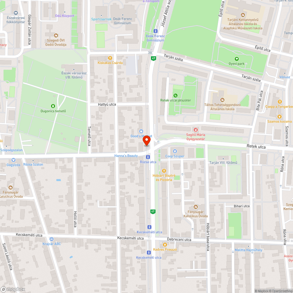 Botlásveszélyes, hiányos burkolatú járda - Rózsa utca és József Attila sugárút sarka, zöldséges és a Rózsafa kocsma előtt bejelentés helye