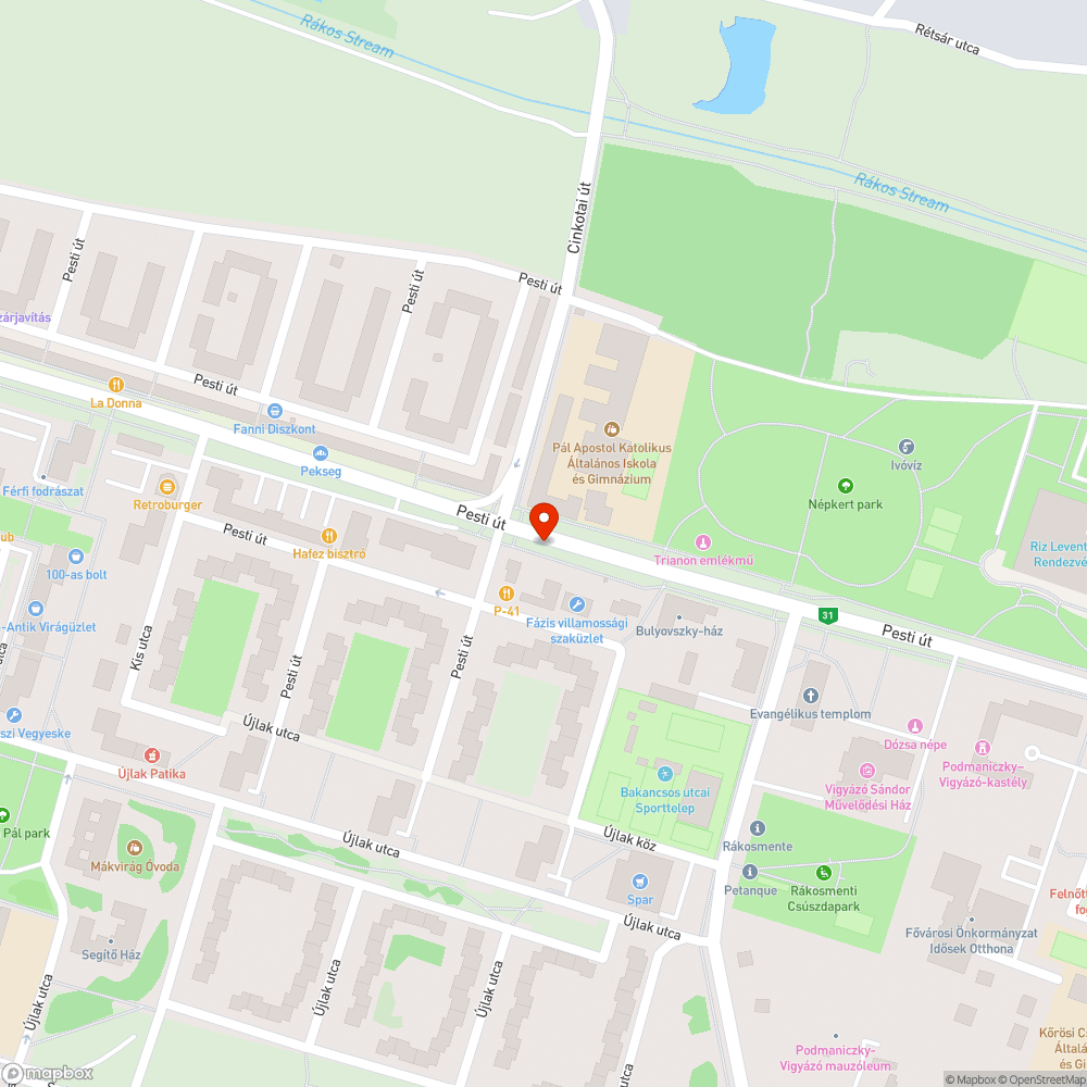 Felbontott parkoló bejelentés helye