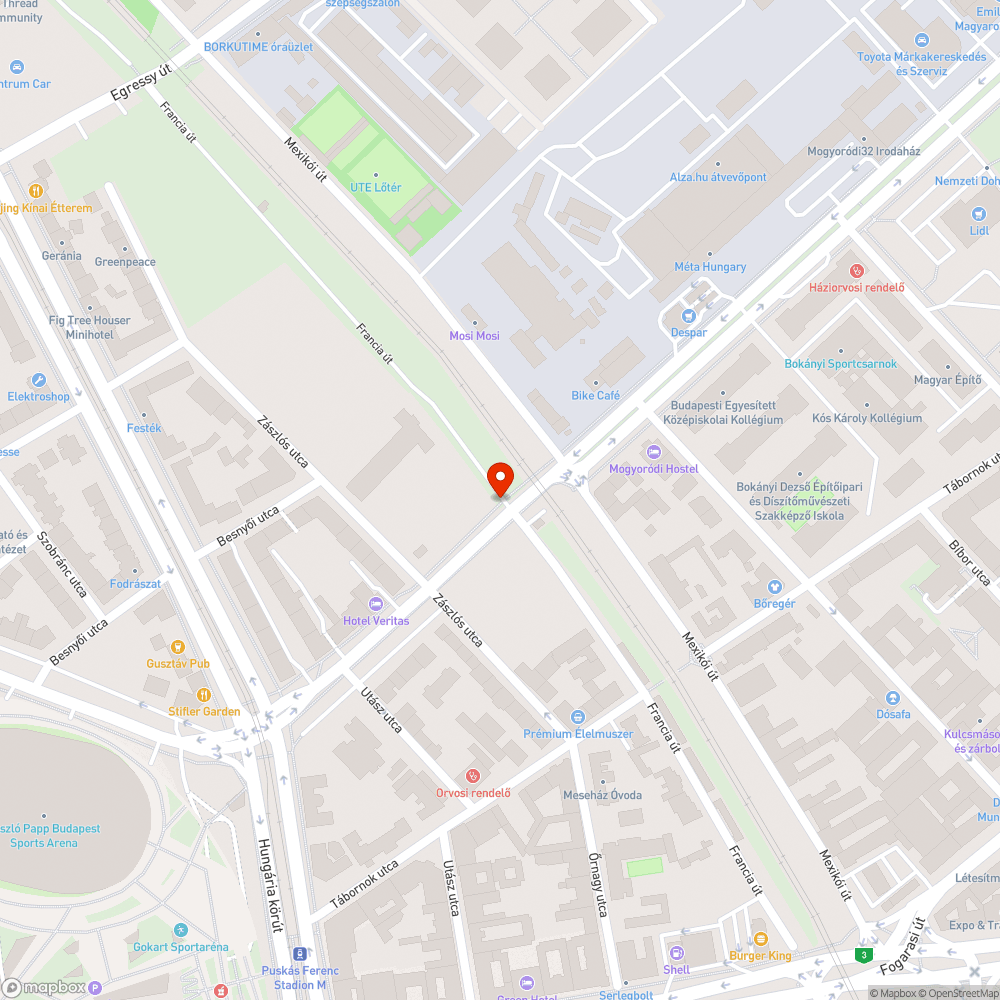 Mogyoródi úti kátyú. bejelentés helye