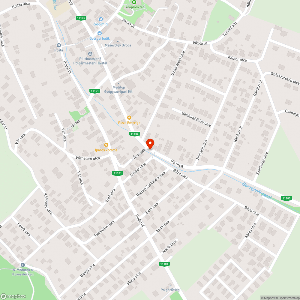 Szemét a patakban bejelentés helye