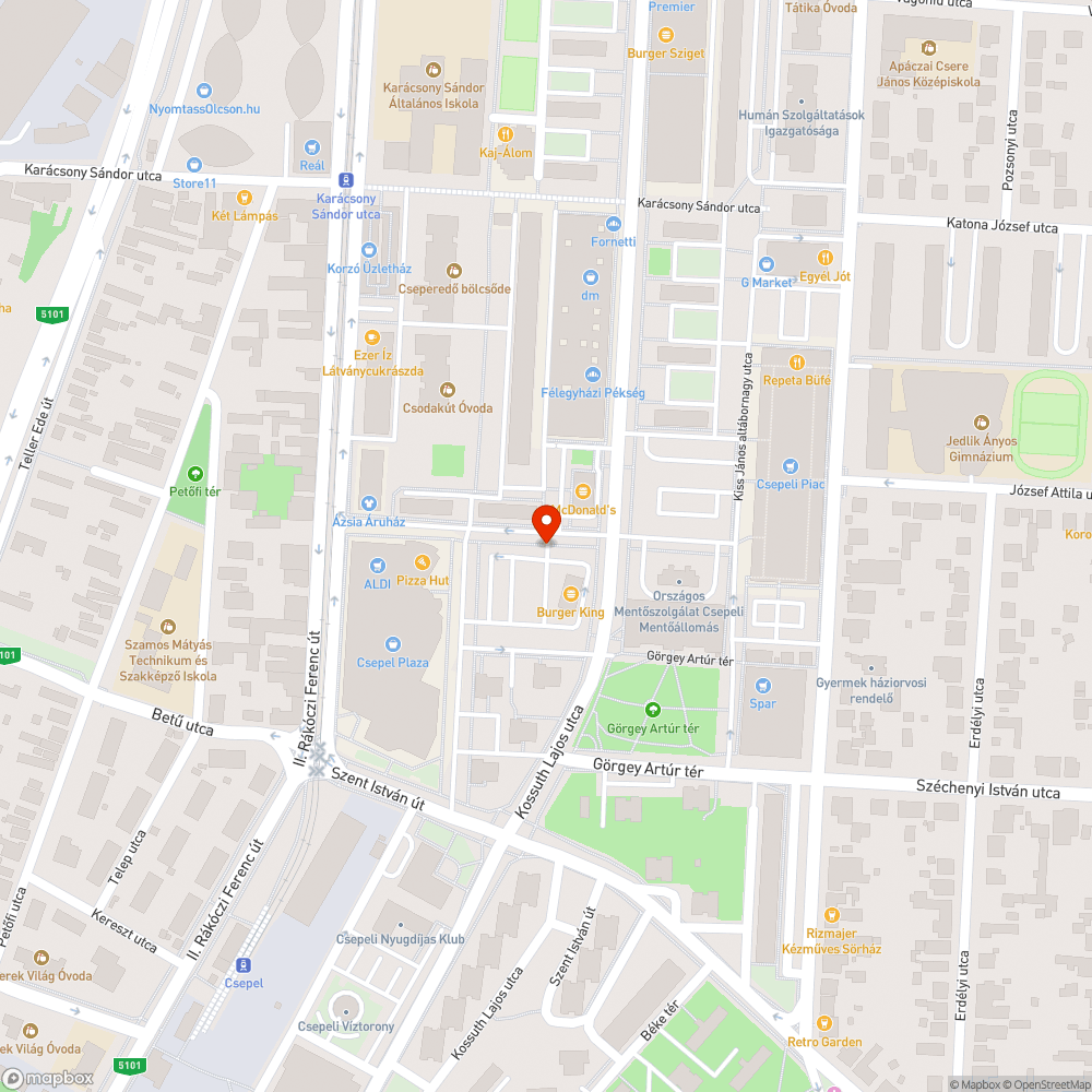 Szemetes Csepel Plaza parkoló bejelentés helye