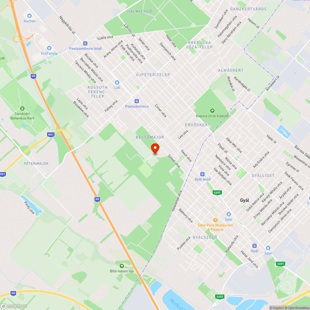 Szemét Belsőmajor dűlőn bejelentés helye