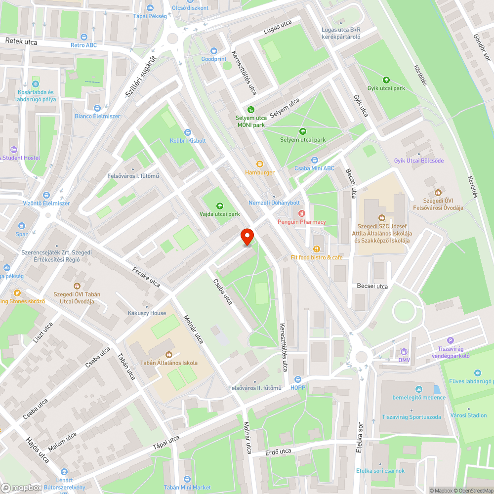 Lámpa nem világít - Csaba utca 47/a. bejelentés helye