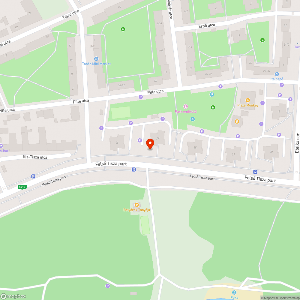 2 lámpa nem világít - Felső Tisza-part 27. bejelentés helye