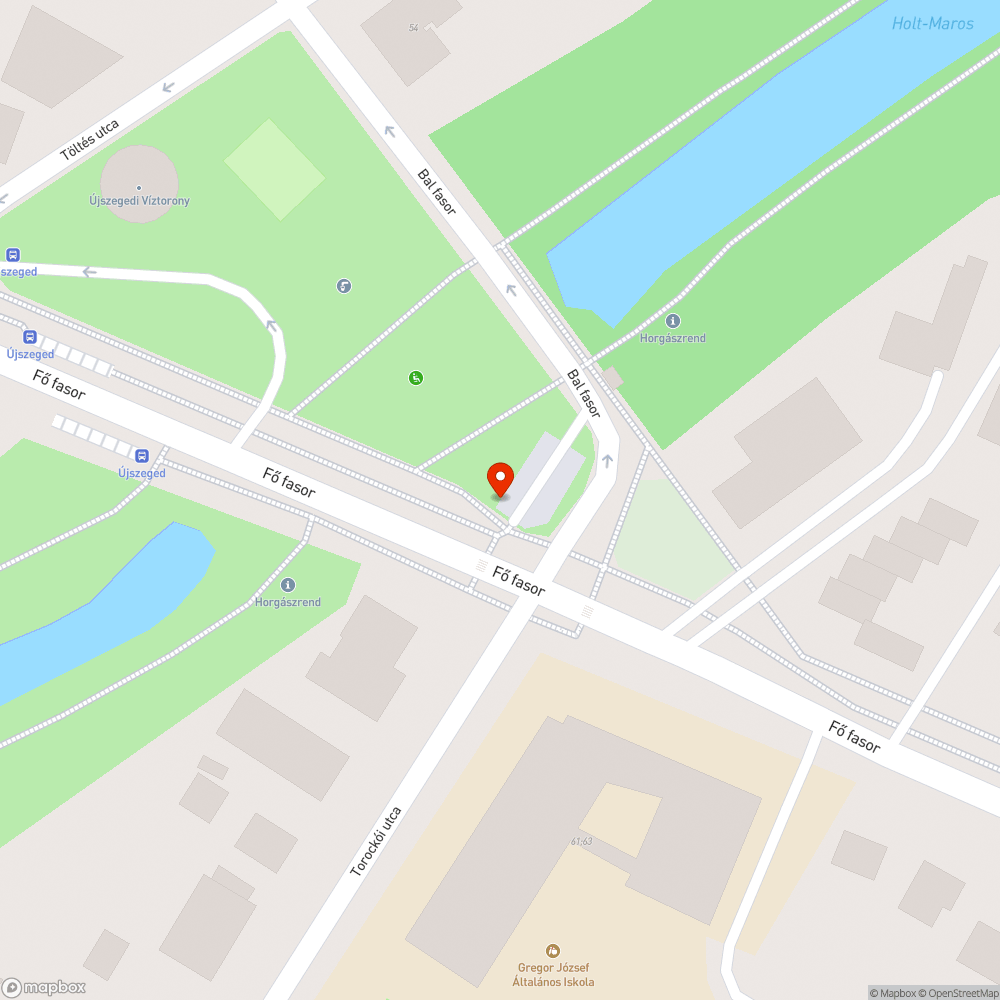 Botlásveszélyes járda - Fő fasor, Újszegedi víztoronynál bejelentés helye