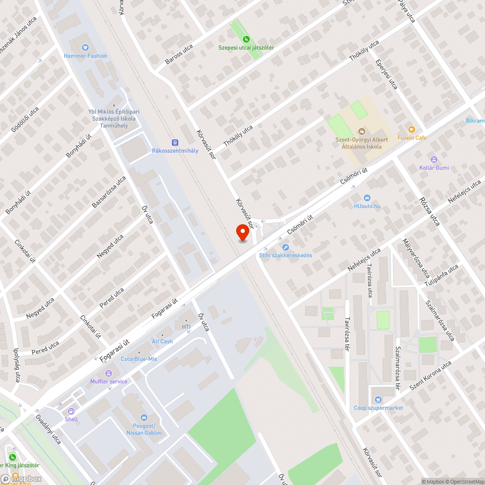 Kátyús út - járdára felverődő kődarabok bejelentés helye