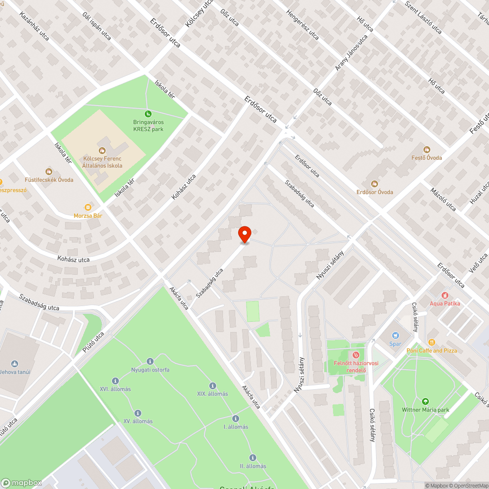 Szabadság utca 51/A szemét bejelentés helye