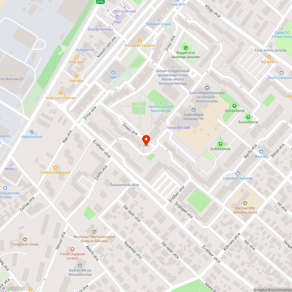 Óvoda utca 8. zöldhulladék bejelentés helye