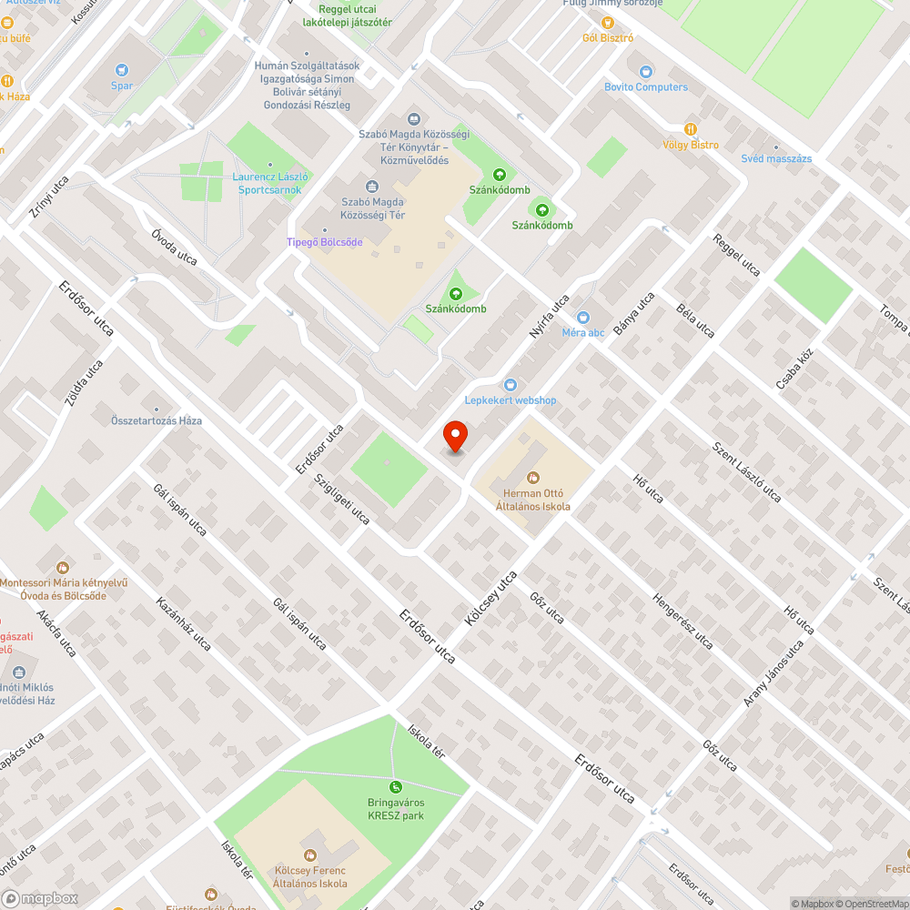 Bánya utca 43. szemét bejelentés helye