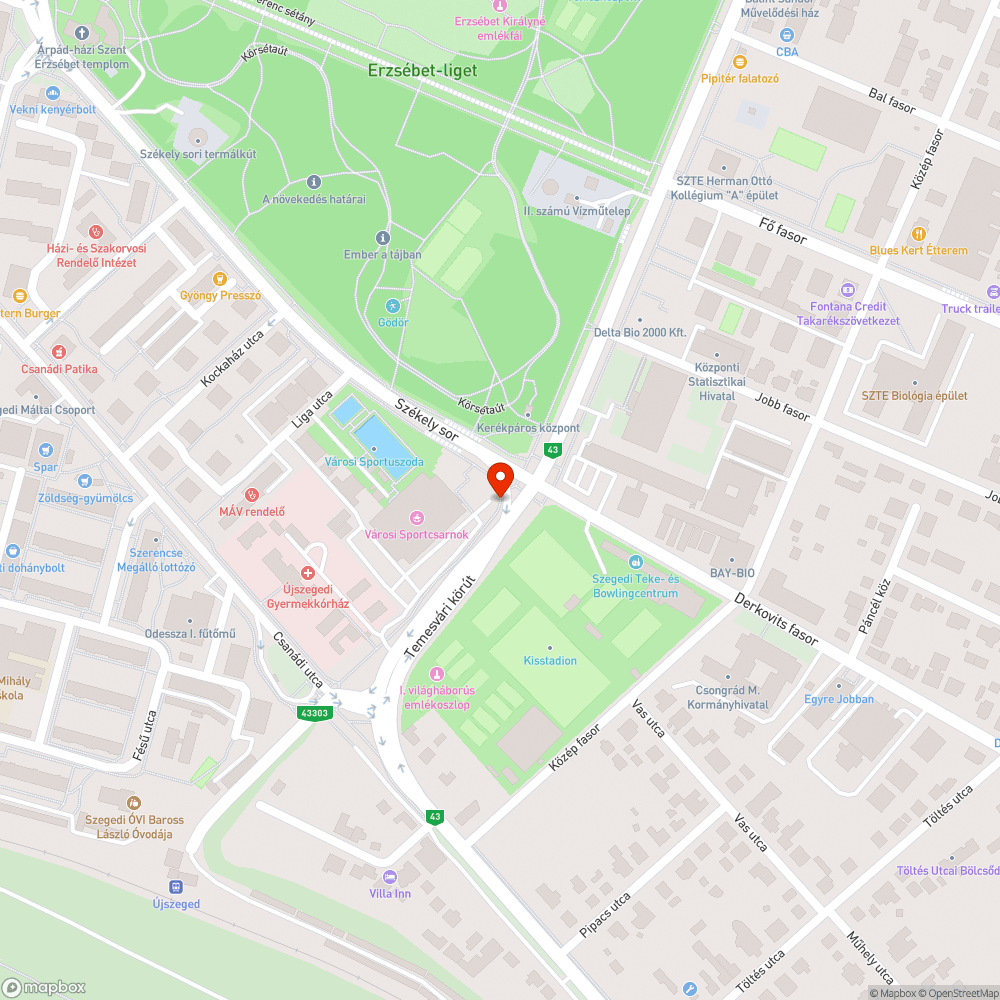 Sérült szemetes Sportcsarnok bejelentés helye