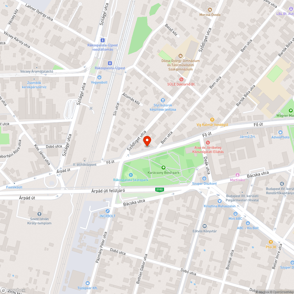 Elhagyott autó bejelentés helye