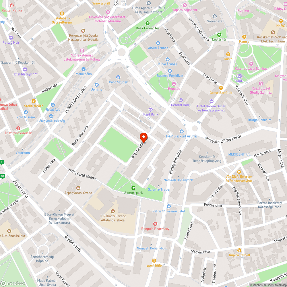 Kátyúk bejelentés helye