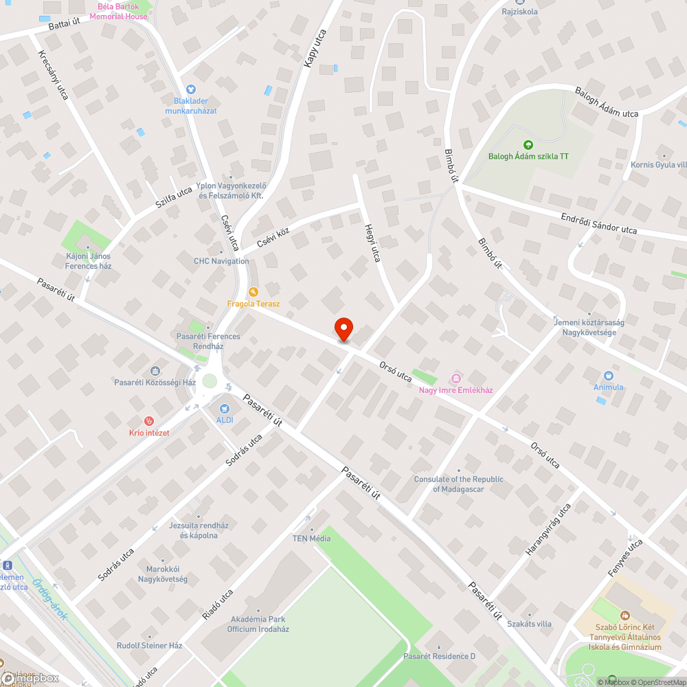 Orsó utcai közvilágitás bejelentés helye