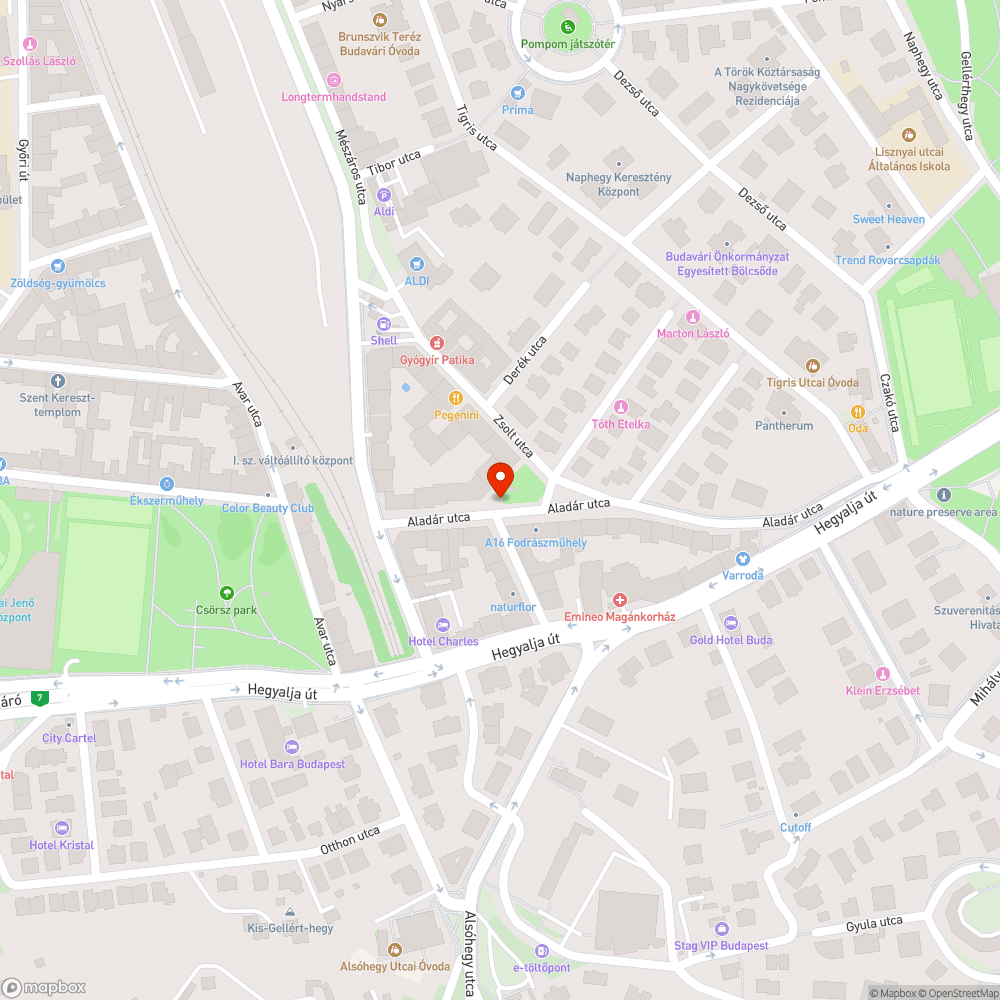 I.ker Aladar es Csap utca sarok tükör bejelentés helye