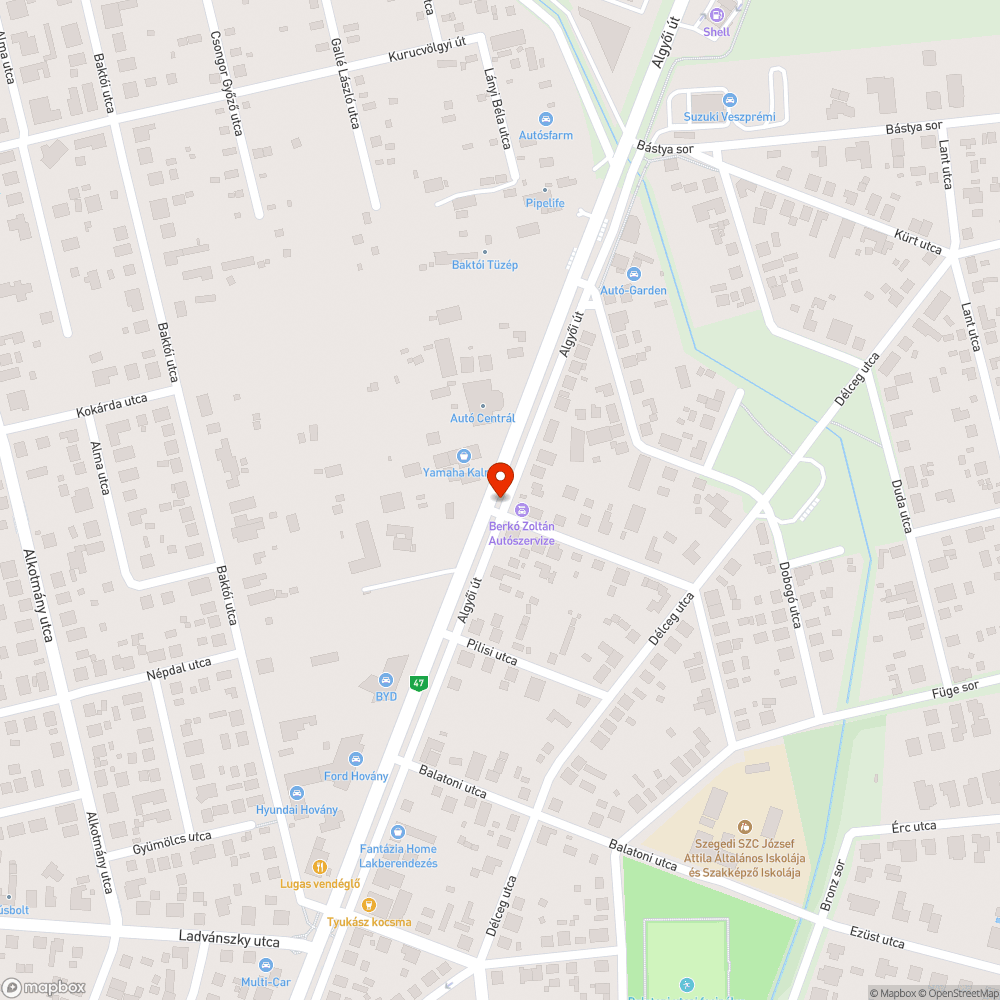 Megdőlt tábla - Algyői út 51. bejelentés helye