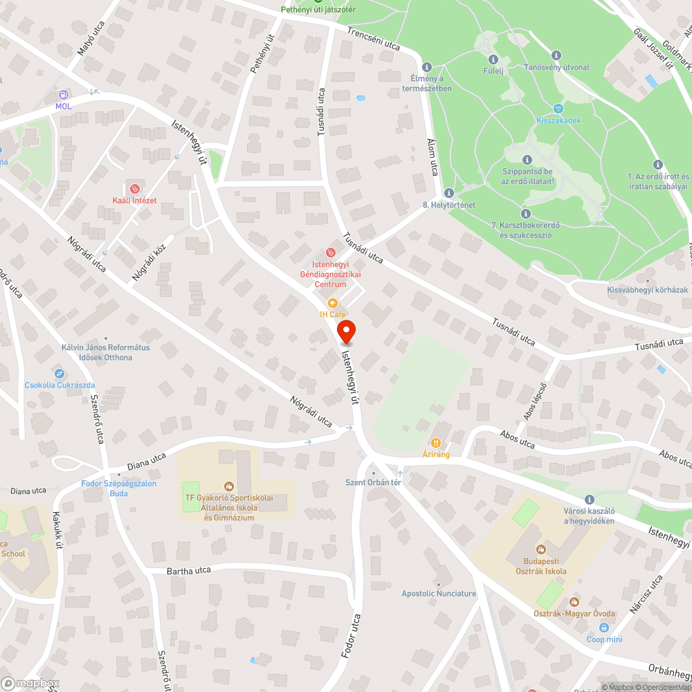 Kidőlt közlekedési tábla, Istenhegyi út bejelentés helye