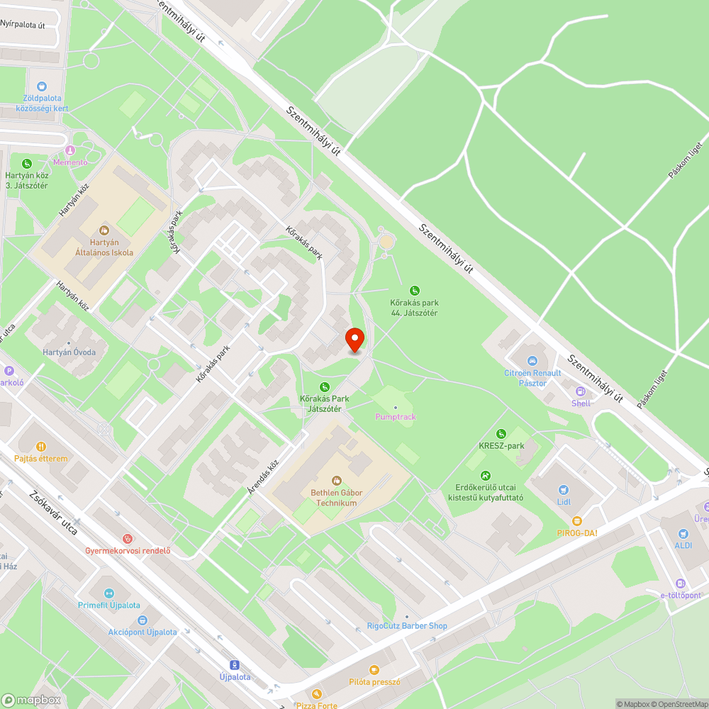 Megdőlt lámpa bejelentés helye