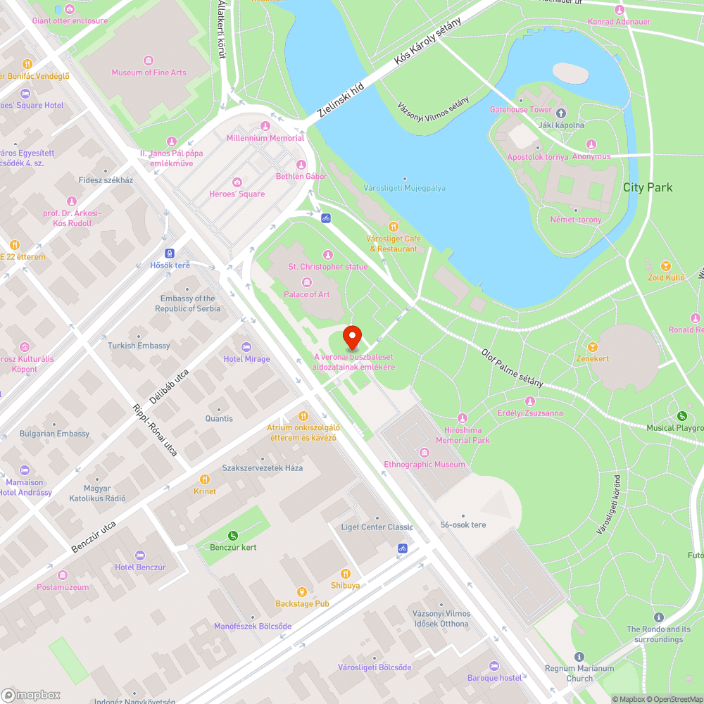 Városliget bejárat kerékpárral bejelentés helye