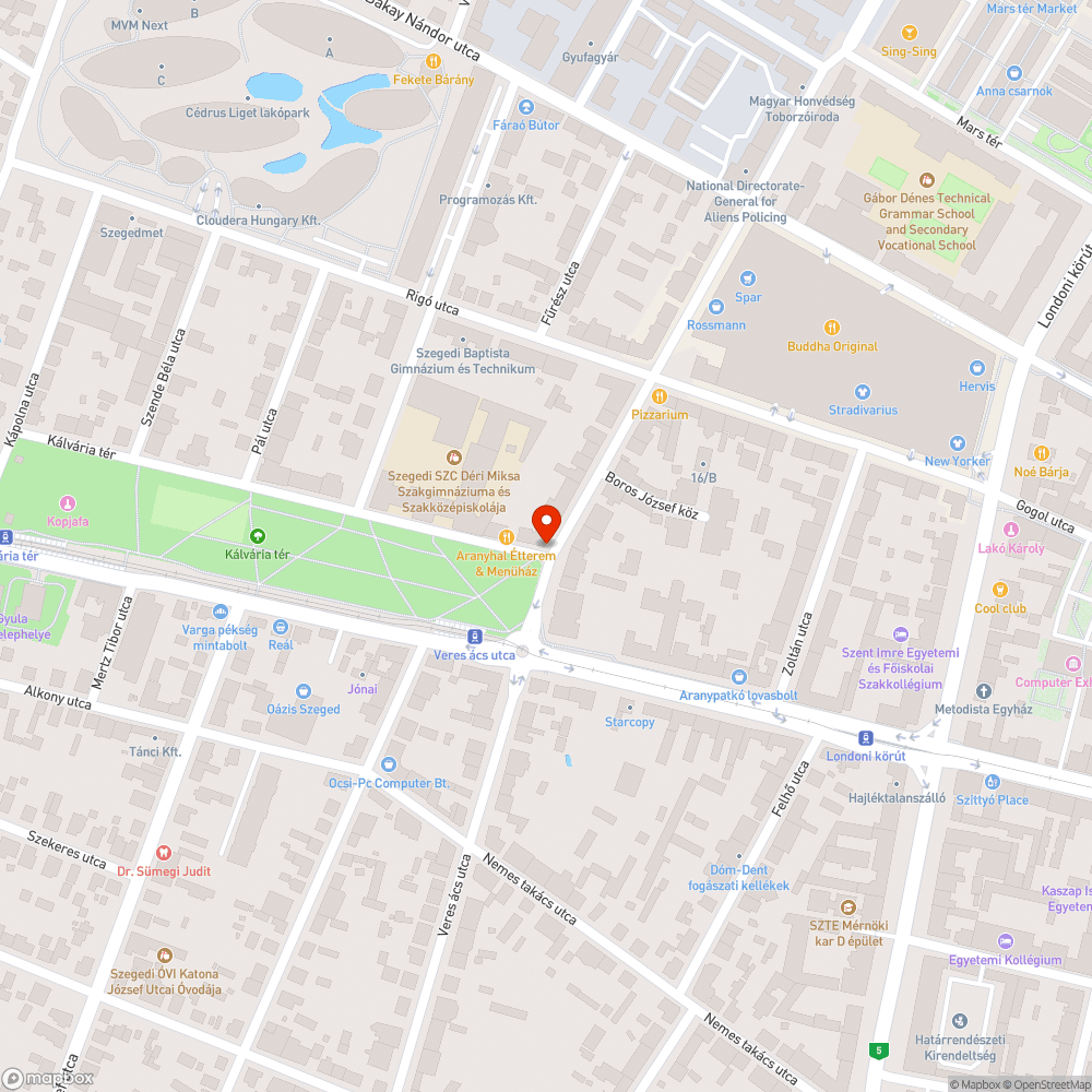 Lámpa nem világít - Kálvária tér és Boros József utca sarka bejelentés helye