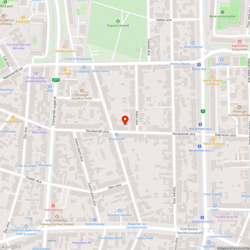 Autógumik a zöldövezetben - Kecskeméti utca 15. bejelentés helye