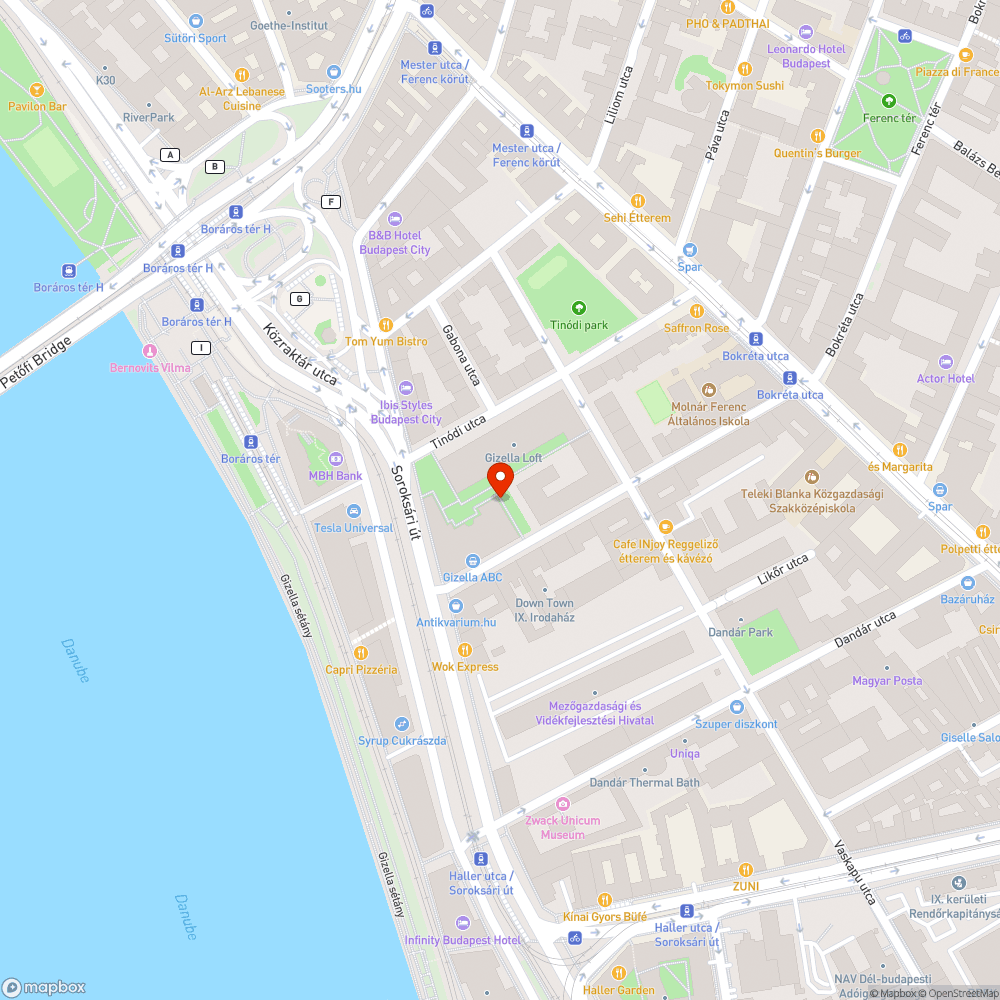 Tinódi/Soroksári - Ipar utca átjáró bejelentés helye