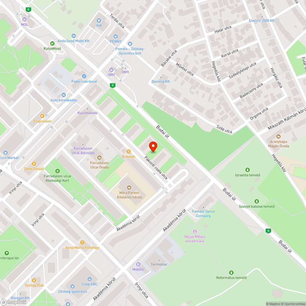 Veszélyes járdaszakasz bejelentés helye