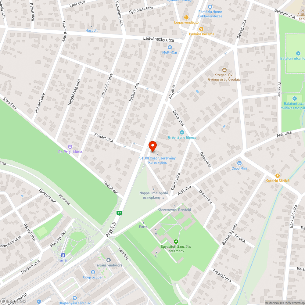 Táblacsonk - Algyői út 9., buszmegálló előtt a lejtőn bejelentés helye