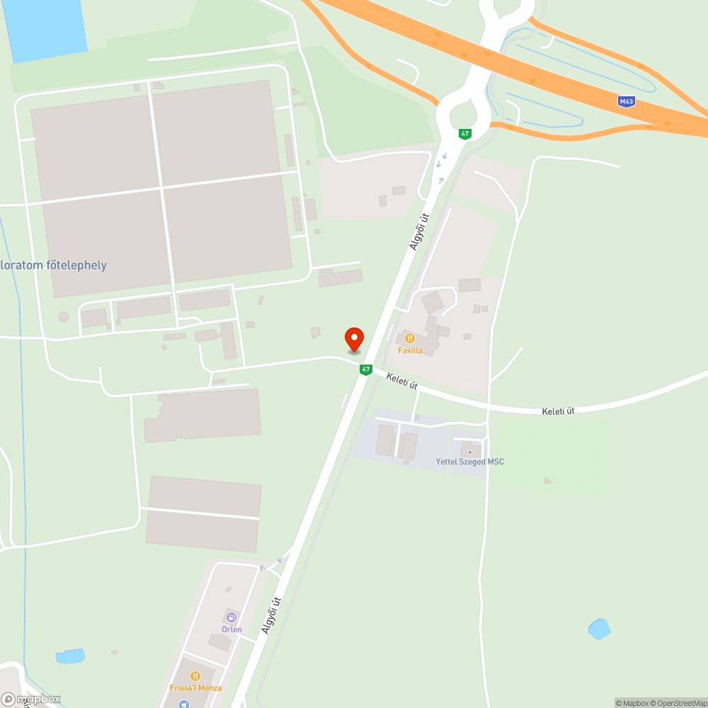 Megdőlt tábla - Algyői út 83. bejelentés helye