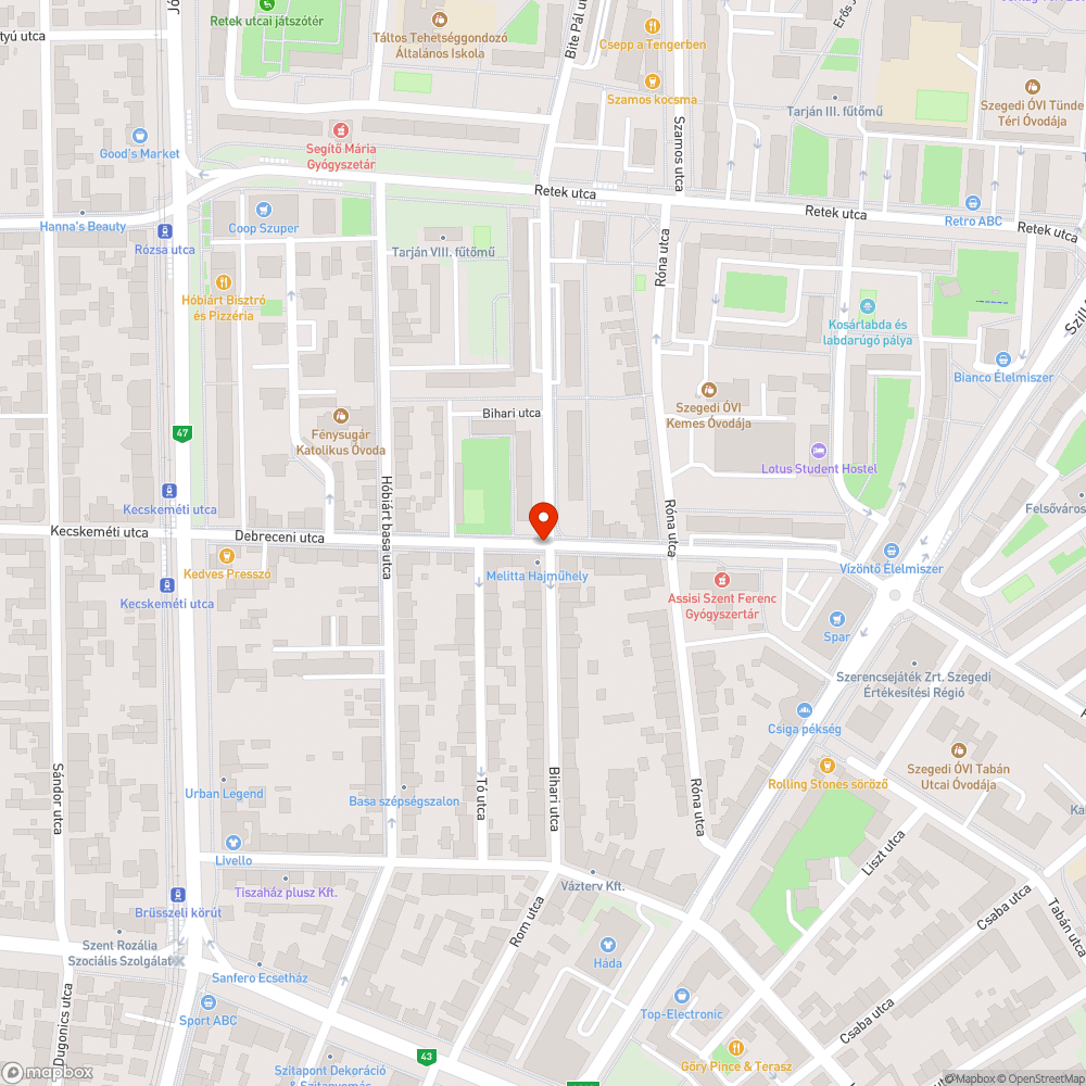 Megsüllyedt járda - Bihari utca és Debreceni utca sarka bejelentés helye