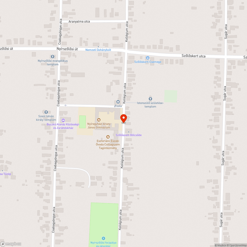 Kollégium utca bejelentés helye