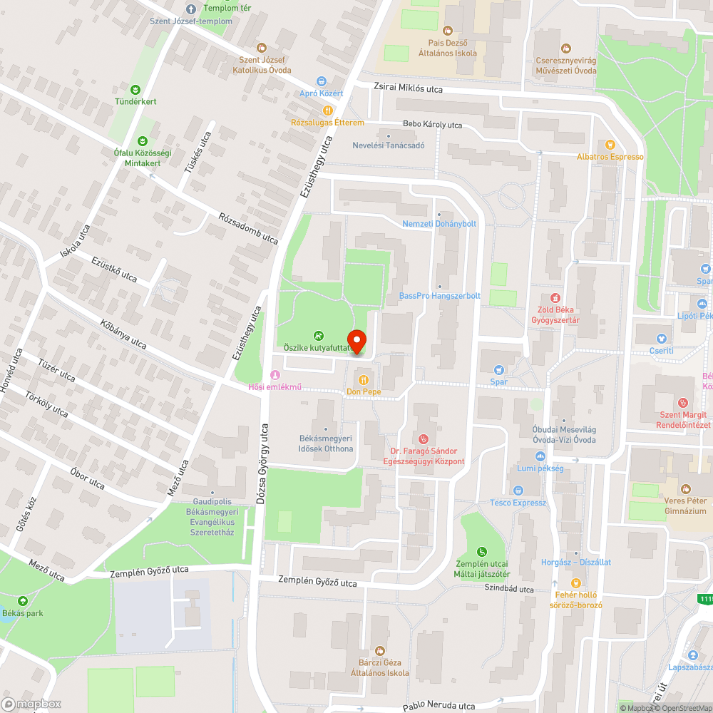 Kátyú az úton bejelentés helye