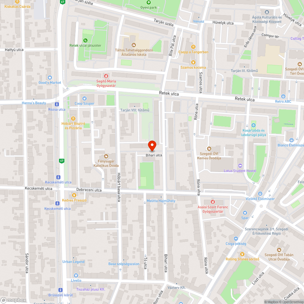 Autógumik a zöldövezetben - Bihari utca 22/a. bejelentés helye