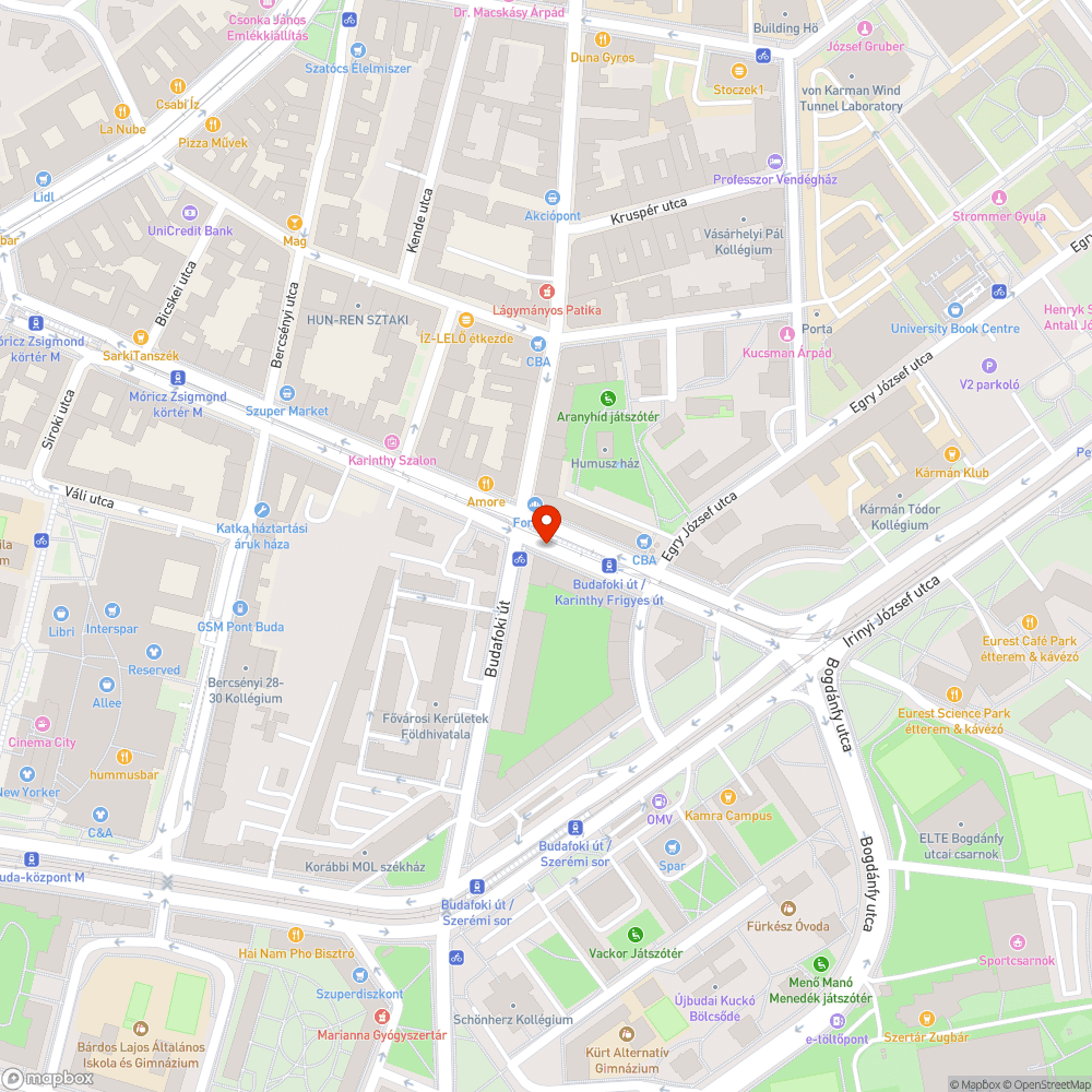 Karinthy kerékpársáv kopása bejelentés helye