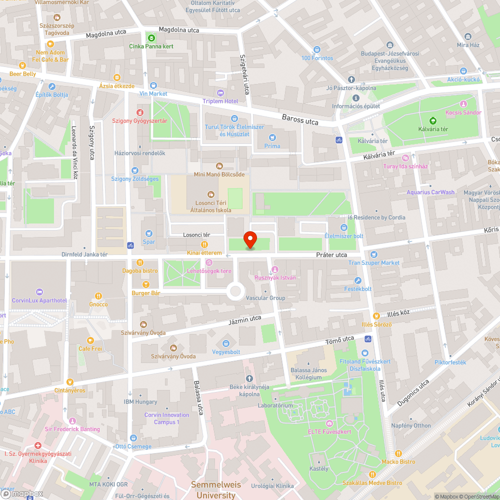 Vontatók a Práter utcában bejelentés helye