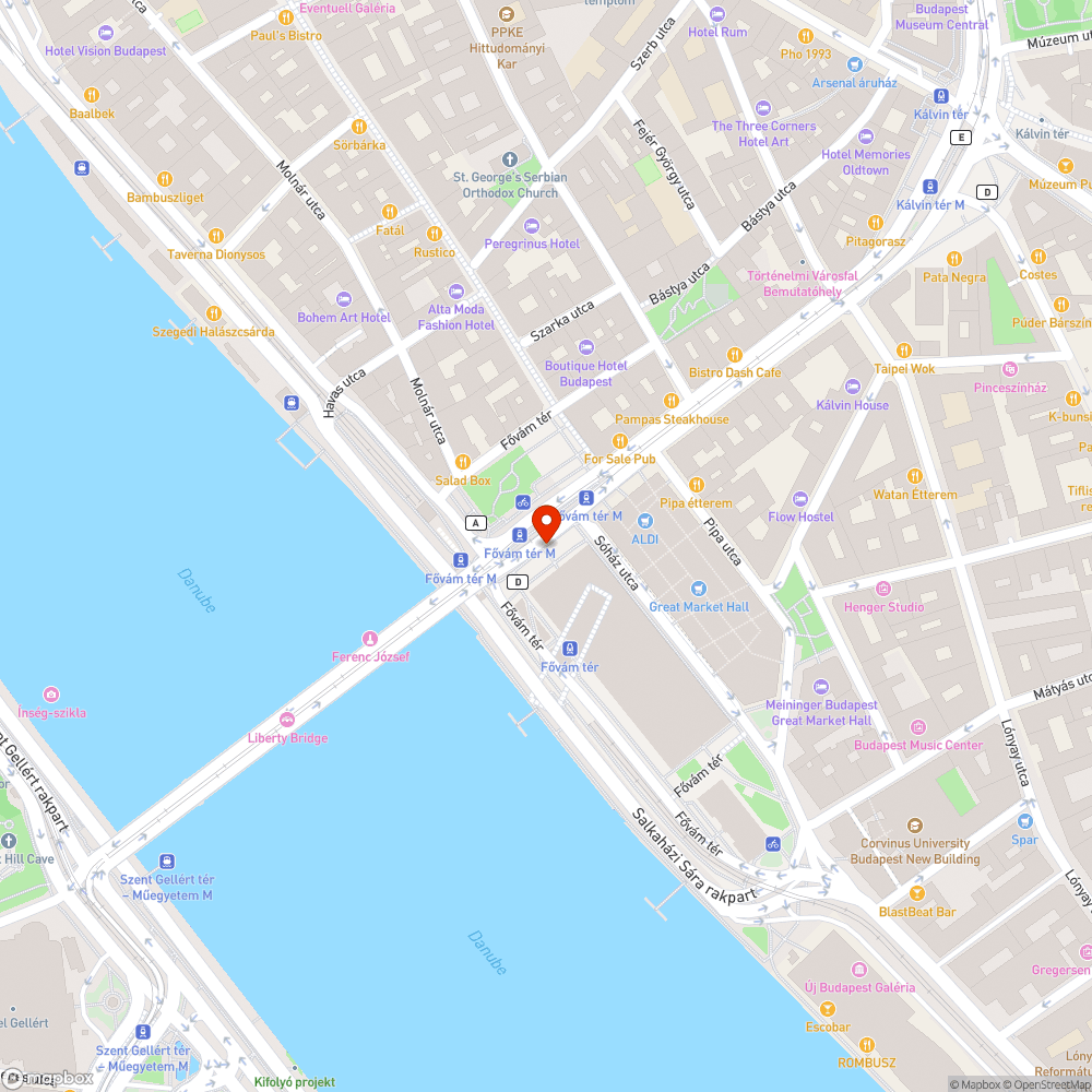 Fővám téren obszcén graffiti bejelentés helye