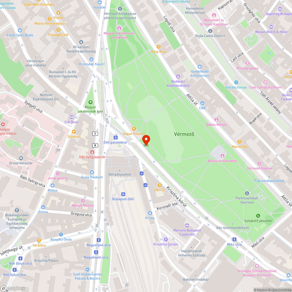 Krisztina körút Vérmező melletti, veszélyeztetett szakasza bejelentés helye