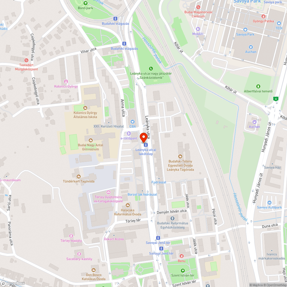 Leányka utcai lakótelep megállója pocsolyás bejelentés helye