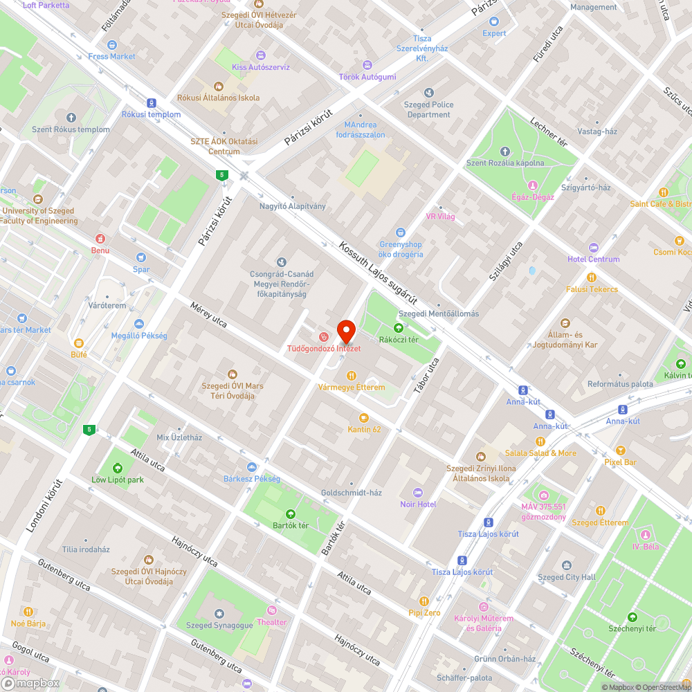 Megdőlt tábla - Rákóczi tér 1. bejelentés helye