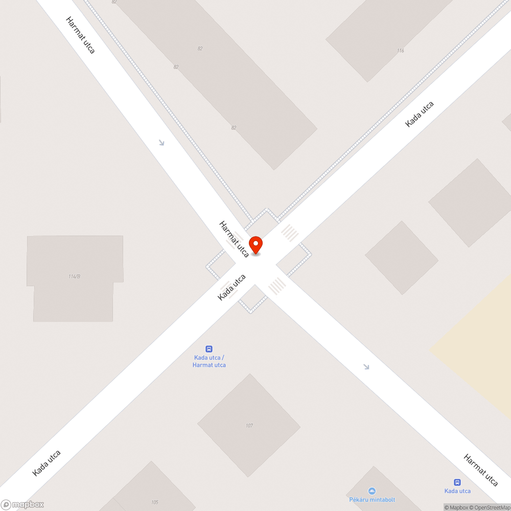 Kátyú a Harmat/Kada sarkon bejelentés helye