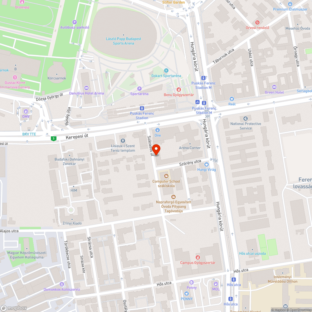 Zebra hiánya (Százados és Szörény utca sarka) bejelentés helye